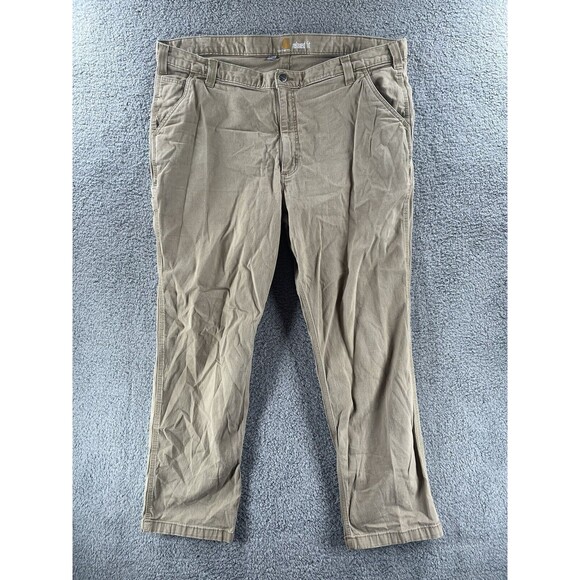 Carhartt Utility Carpenter Relaxed Fit Pants Mens 42x32 Tan Work Pockets Canvas - Picture 1 of 12